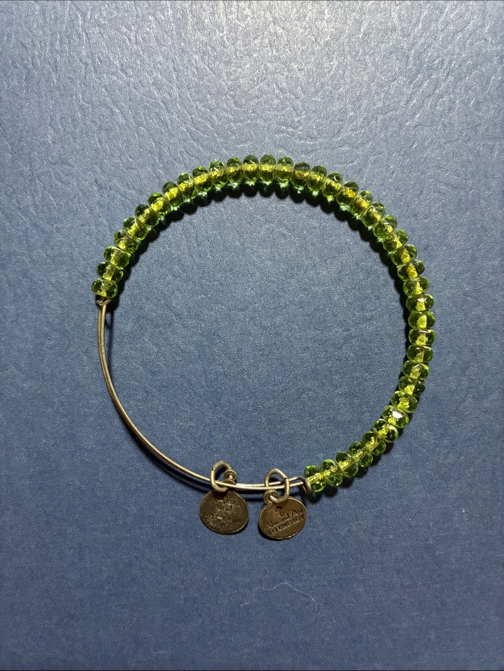 Alex and Ani Lime Green Crystal Beaded Bangle Bracelet